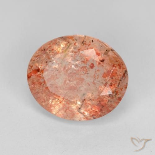 Pietra solare Arancione rossastra naturale da 4.50 ct, Ovale, Traslucido