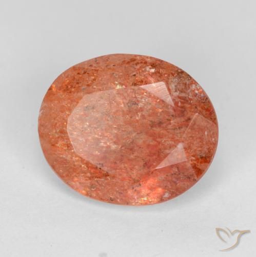 Pietra solare Rosso medio naturale da 4.16 ct, Ovale, Traslucido