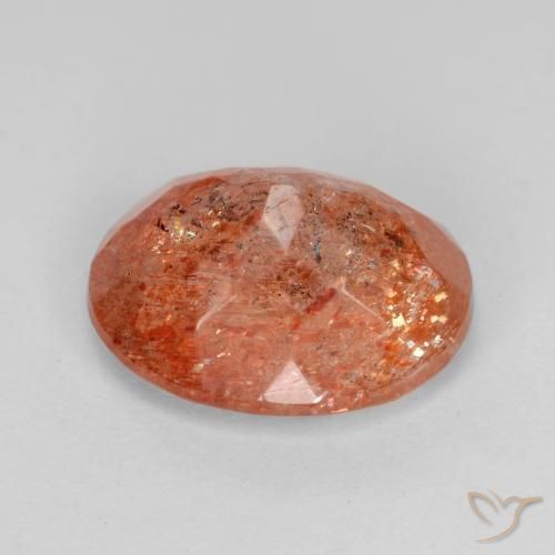 Pietra solare Rosso medio naturale da 4.16 ct, Ovale, Traslucido