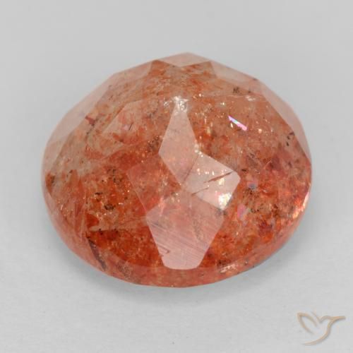 Pietra solare Rosso medio naturale da 5.04 ct, Rotondo, Traslucido
