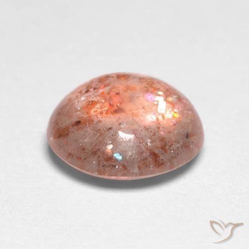 Pietra solare Pesca naturale da 1.16 ct, Rotondo, Traslucido