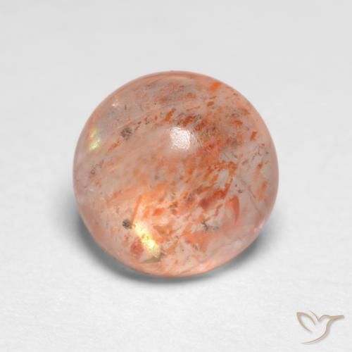 1.21ct Naturale Arancione chiaro Pietra solare, Rotondo, Traslucido