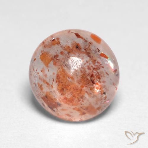 Pietra solare Pesca naturale da 1.17 ct, Rotondo, Traslucido