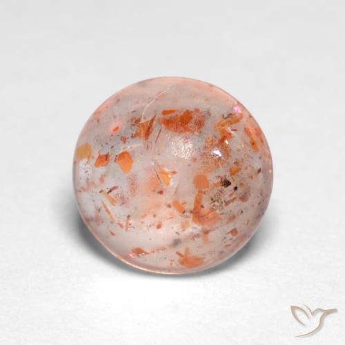 Pietra solare Pesca naturale da 0.94 ct, Rotondo, Traslucido