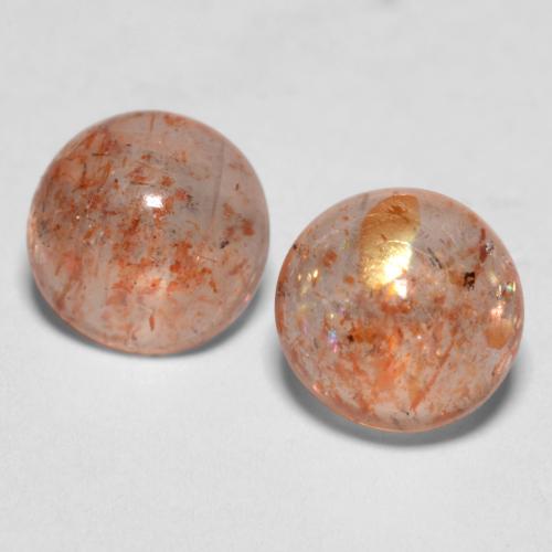 Gemme di Pietra solare Arancio tigre chiaro naturale da 1.74 ct, Taglio rotondo, Traslucido