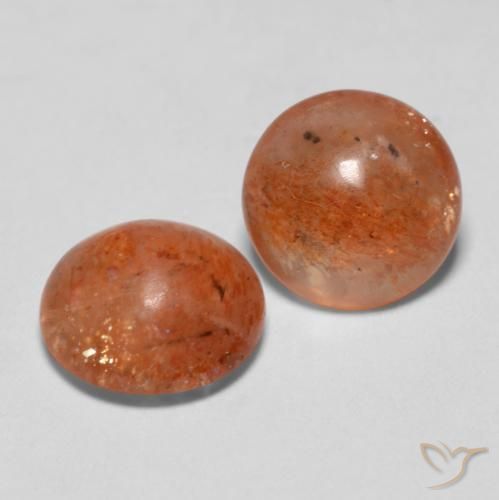 Gemme di Pietra solare Arancio Medio naturale da 2.04 ct, Rotondo, Traslucido