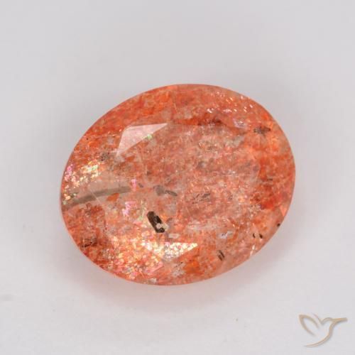 Pietra solare Rosso medio naturale da 2.48 ct, Ovale, Traslucido