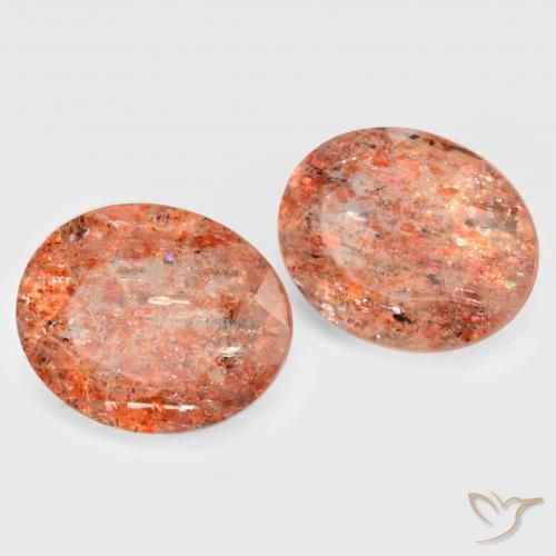 Gemme di Pietra solare Arancione rossastra naturale da 4.75 ct, Ovale, Traslucido