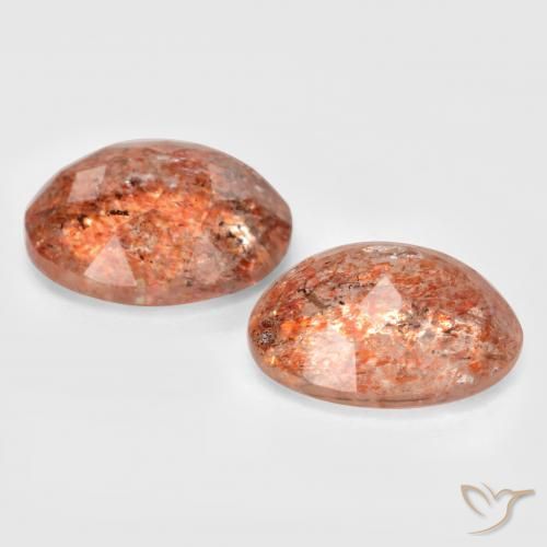 Gemme di Pietra solare Arancione rossastra naturale da 4.75 ct, Ovale, Traslucido