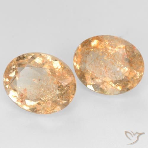Gemme di Pietra solare Cantalupo Arancia naturale da 4.91 ct, Ovale, Trasparente