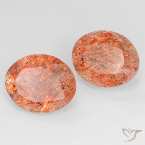 Gemme di Pietra solare Arancione rossastra naturale da 4.38 ct, Ovale, Traslucido