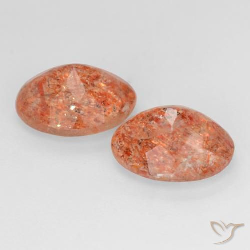 Gemme di Pietra solare Arancione rossastra naturale da 4.38 ct, Ovale, Traslucido