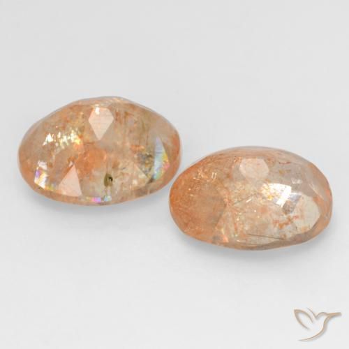 Gemme di Pietra solare Arancio Pesca Chiaro naturale da 5.38 ct, Ovale, Trasparente