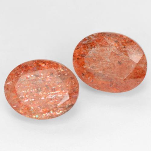 Gemme di Pietra solare Arancione rossastra naturale da 5.94 ct, Taglio ovale, Traslucido