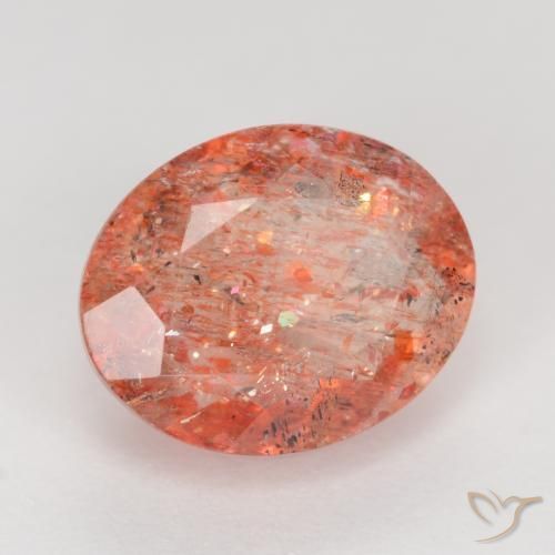 Pietra solare Rosso medio naturale da 2.80 ct, Ovale, Traslucido