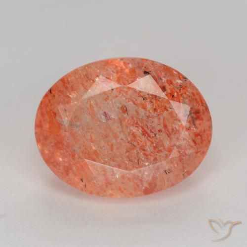 2.66ct Naturale Rosso Arancione Brillante Pietra solare, Ovale, Traslucido