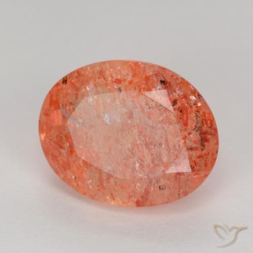 Pietra solare Rosso Arancione Brillante naturale da 2.66 ct, Ovale, Traslucido