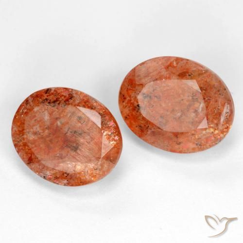 Gemme di Pietra solare Arancione rossastra naturale da 4.77 ct, Ovale, Traslucido