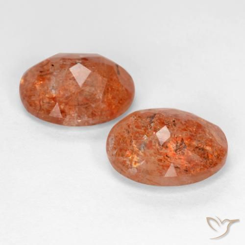 Gemme di Pietra solare Arancione rossastra naturale da 4.77 ct, Ovale, Traslucido