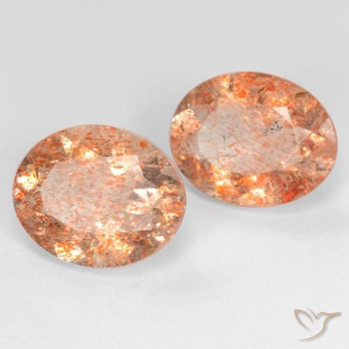 Gemme di Pietra solare Arancione chiaro naturale da 4.22 ct, Ovale, Trasparente