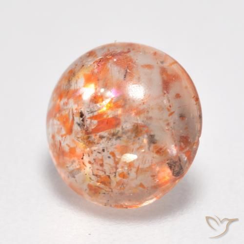 Pietra solare Arancio Medio naturale da 1.04 ct, Rotondo, Traslucido