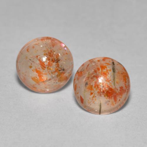Gemme di Pietra solare Arancio caldo naturale da 1.29 ct, Taglio rotondo, Trasparente