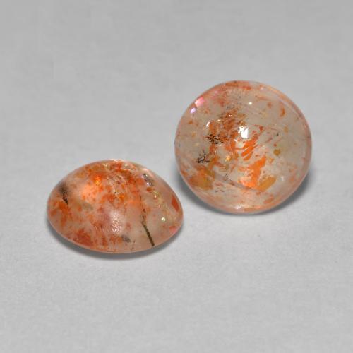 Gemme di Pietra solare Arancio caldo naturale da 1.29 ct, Taglio rotondo, Trasparente