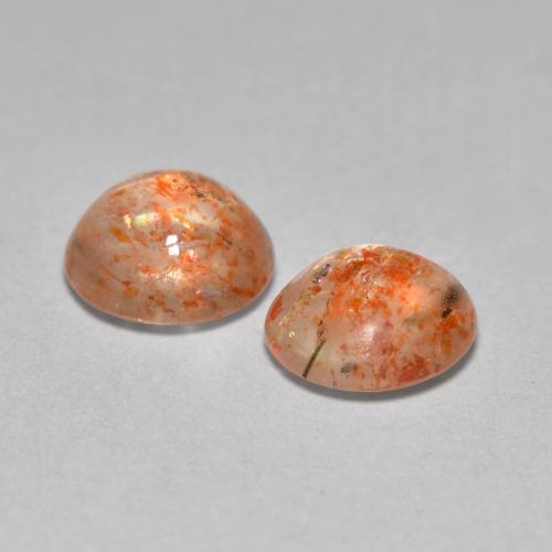 Gemme di Pietra solare Arancio caldo naturale da 1.29 ct, Taglio rotondo, Trasparente