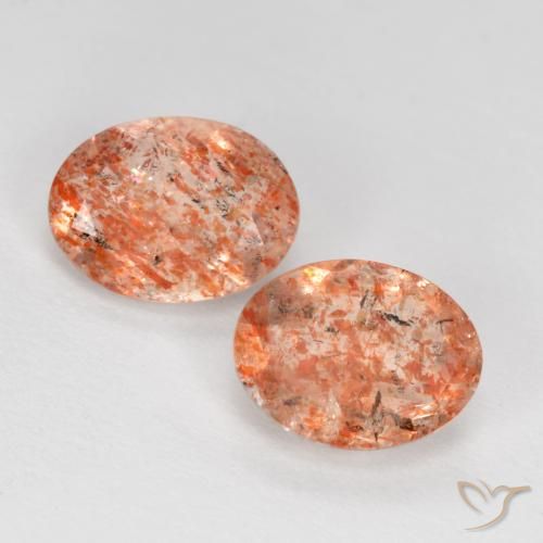 2.00ctw Naturale Arancione rossastra Pietra solare, Ovale, Traslucido