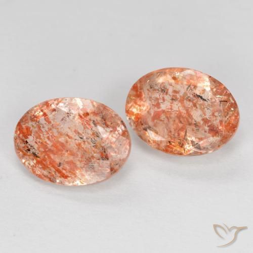 Gemme di Pietra solare Arancione rossastra naturale da 2.00 ct, Ovale, Traslucido