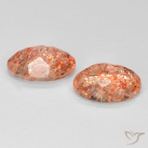 Gemme di Pietra solare Arancione rossastra naturale da 2.00 ct, Ovale, Traslucido