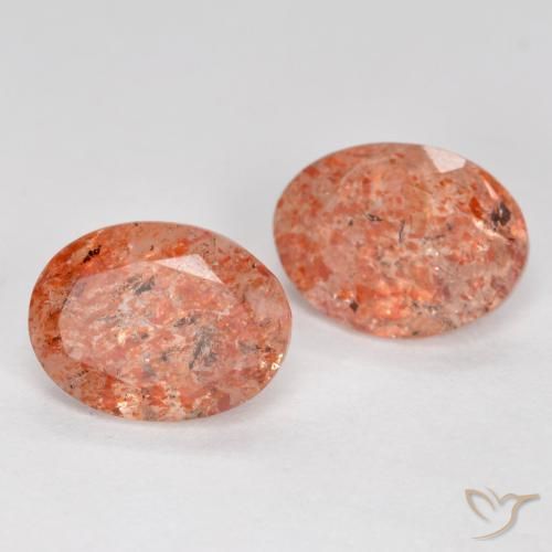 Gemme di Pietra solare Arancione rossastra naturale da 2.28 ct, Ovale, Traslucido