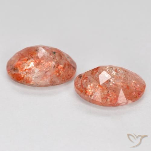 Gemme di Pietra solare Arancione rossastra naturale da 2.28 ct, Ovale, Traslucido