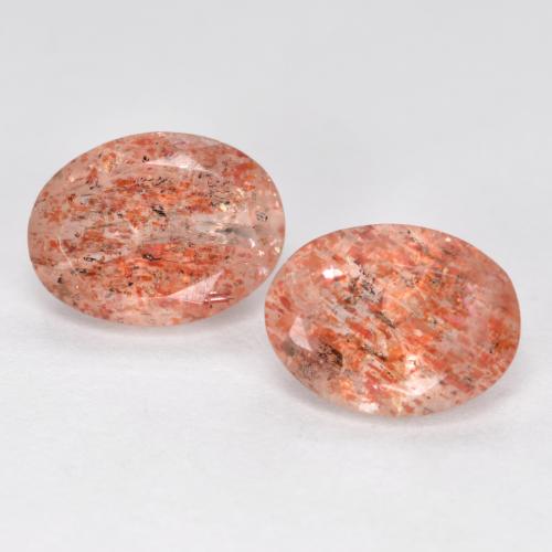 Gemme di Pietra solare Arancione rossastra naturale da 2.28 ct, Taglio ovale, Traslucido