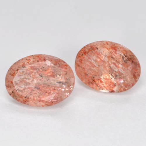 Gemme di Pietra solare Arancione rossastra naturale da 2.28 ct, Taglio ovale, Traslucido