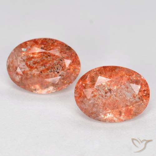 2.32ctw Naturale Arancione rossastra Pietra solare, Ovale, Traslucido