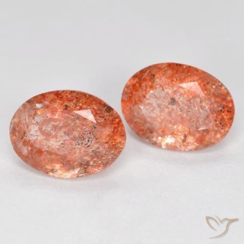 Gemme di Pietra solare Arancione rossastra naturale da 2.32 ct, Ovale, Traslucido