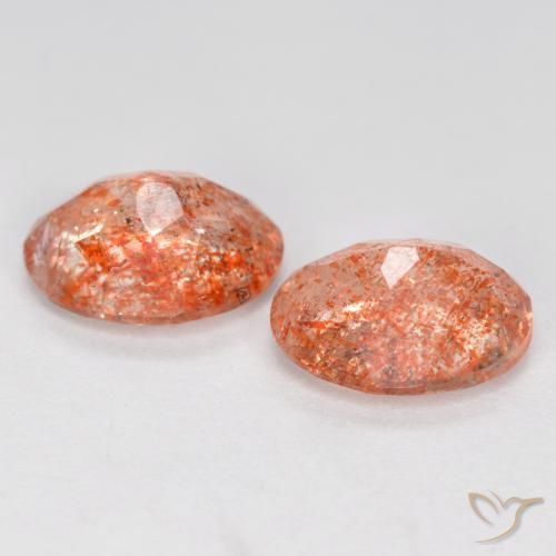 Gemme di Pietra solare Arancione rossastra naturale da 2.32 ct, Ovale, Traslucido