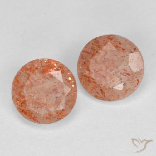 Gemme di Pietra solare Arancio medio-chiaro naturale da 1.51 ct, Rotondo, Traslucido