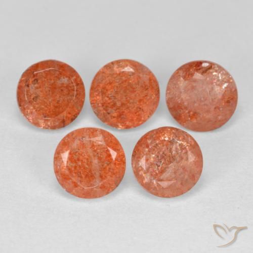 Gemme di Pietra solare Arancione rossastra naturale da 2.78 ct, Taglio rotondo, Traslucido