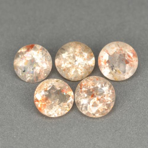 Gemme di Pietra solare Bianco arancio naturale da 2.70 ct, Taglio rotondo, Traslucido