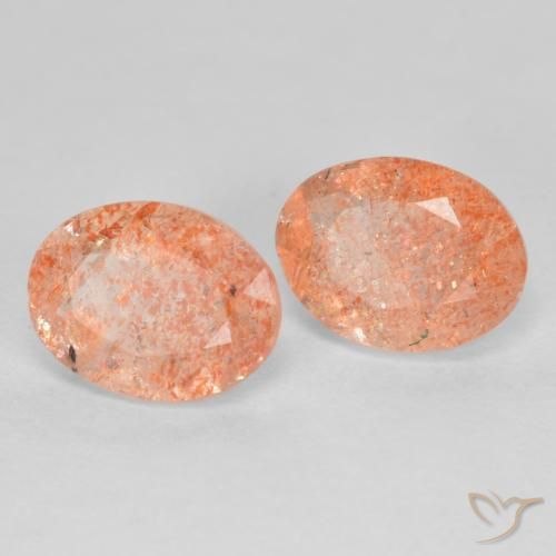 Gemme di Pietra solare Arancione rossastra naturale da 2.53 ct, Ovale, Traslucido