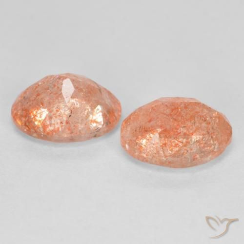 Gemme di Pietra solare Arancione rossastra naturale da 2.53 ct, Ovale, Traslucido