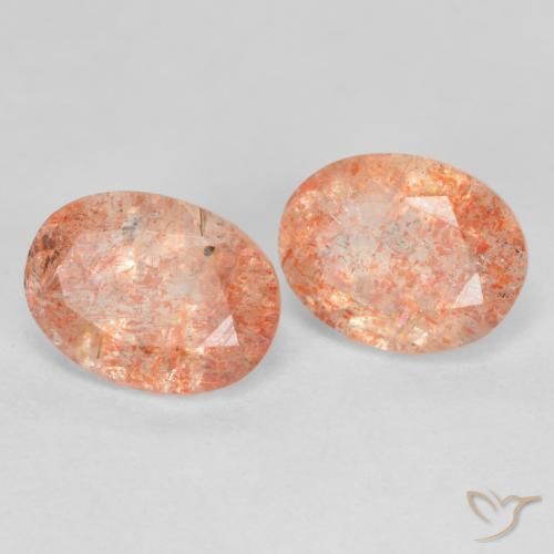 Gemme di Pietra solare Arancione rossastra naturale da 2.66 ct, Ovale, Traslucido