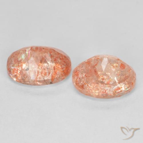 Gemme di Pietra solare Arancione rossastra naturale da 2.66 ct, Ovale, Traslucido