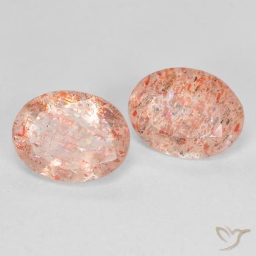 Gemme di Pietra solare Arancione chiaro naturale da 2.26 ct, Ovale, Traslucido