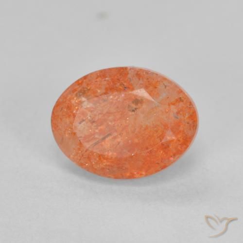 Pietra solare Arancione brillante naturale da 1.49 ct, Ovale, Traslucido