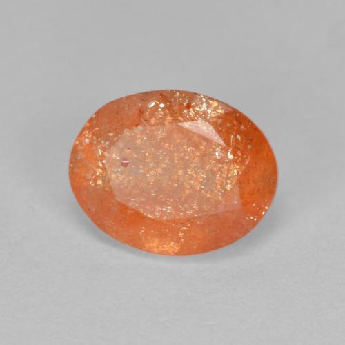 Pietra solare Arancione rossastra naturale da 1.31 ct, Taglio ovale, Traslucido