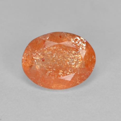 Pietra solare Arancione rossastra naturale da 1.31 ct, Taglio ovale, Traslucido