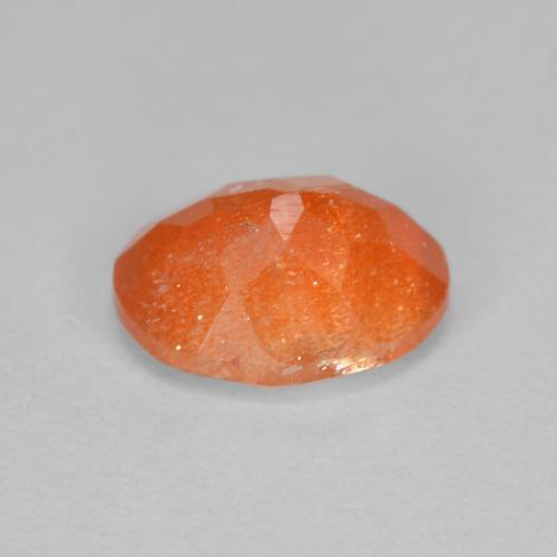Pietra solare Arancione rossastra naturale da 1.31 ct, Taglio ovale, Traslucido
